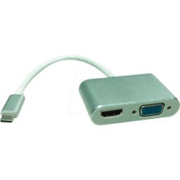 ROLINE 12033215 - Adaptador USB-C > VGA, HDMI, plata