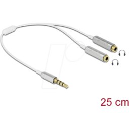 DELOCK 65576 - Conector jack de 4 contactos de 3,5 mm a 2 conectores hembra, bl