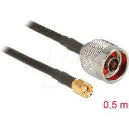 DELOCK 88937 - Cable de antena RF, conector N > conector RP-SMA, 0,5 m