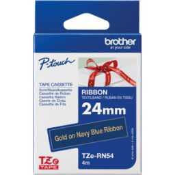 BROTHER P-TOUCH TZERN54 - Cinta de escritura textil, dorado sobre azul marino, 24 mm