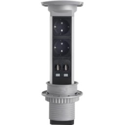 KOPP VPULL 939616015 - VersaPULL, toma de corriente doble con 2 USB sin cable de conexi