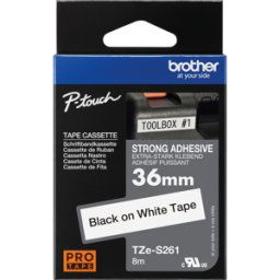 BROTHER P-TOUCH TZES261 - Cinta de escritura, adhesivo extra fuerte, negro sobre blanco, 3