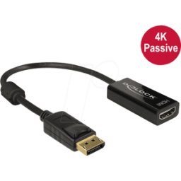 DELOCK 62609 - Adaptador DisplayPort, conector macho DP 1.2 a conector hembra H