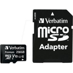 VERBATIM 44087 - Tarjeta de memoria microSDXC de 256GB, Verbatim, clase 10