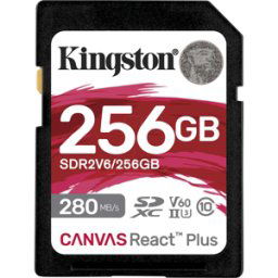 KINGSTON SDR2V6/256GB - Tarjeta de memoria SDXC, 256GB SDXC Canvas React Plus