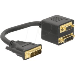DELOCK AD DVI 220 - Adaptador DVI, conector DVI-I a conector hembra DVI-I y VGA