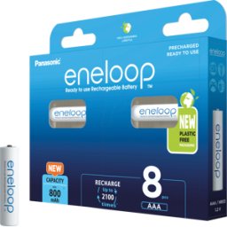 PANASONIC ENELOOP 8XAAAB - eneloop, batería NiMH, AAA (Micro), 800 mAh, paquete de 8