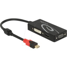 DELOCK 62855 - Adaptador DisplayPort, Mini conector DP a VGA / HDMI / DVI-D.