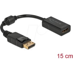 DELOCK 61011 - Adaptador DisplayPort 1.1 macho a HDMI hembra pasivo negro