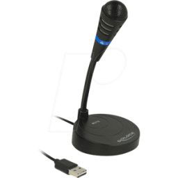 DELOCK 65868 - Micrófono, USB, soporte, botón táctil Mute