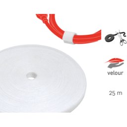 LABEL THE CABLE LTC 1220 PRO - Bobina de cinta velcro dual, 25m, blanca