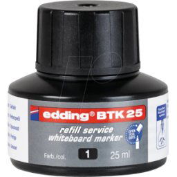 EDDING BTK25001 - Tinta de relleno, marcador para pizarra blanca, BTK 25, negro