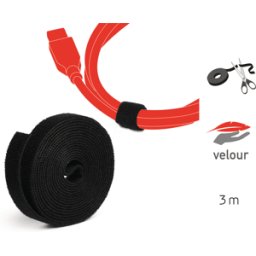 LABEL THE CABLE LTC 1210 PRO - Bobina de cinta velcro doble, 25 m, negra