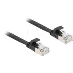 DELOCK 81163 - Cable plano RJ45, CAT.6a, U/FTP, 1 m, negro