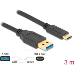 DELOCK 84006 - Cable USB 10 Gbps, A macho a C macho, 3 m