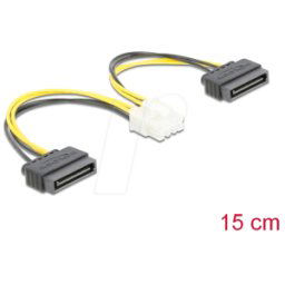 DELOCK 83020 - Cable Power 2x15 pin SATA St. > 8 pines EPS St. 15 cm
