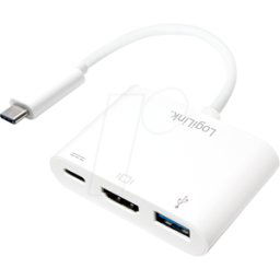 LOGILINK UA0258 - Adaptador, USB-C macho > HDMI-A + USB-A hembra + PD, 1080p..