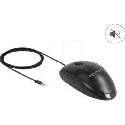 DELOCK 12114 - Ratón (ratón), cable, USB-C, negro