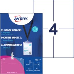 AVERY ZWECKFORM AVZ 4834 - Placa de nombre, 105x148 mm, lanyard, con placas de inserci&oacu