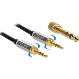 DELOCK 85786 - Cable trinquete 3 pin 3,5 mm ac > ac, 6,35 mm adaptador de torni