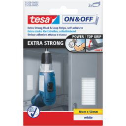 TESA 55228 WS - Cinta de velcro, autoadhesiva, 100 x 50 mm, blanco, paquete de 2