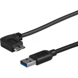 STARTECH.COM ST USB3AU2MLS - Cable USB 3,0, macho a macho Micro B, 2 m, en ángulo