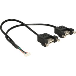DELOCK 84839 - Cable USB 2.0, toma de poste a conector hembra 2x a, 0,25 m