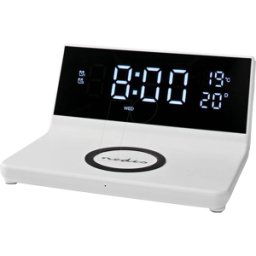 NEDIS N WCACQ20WT - Reloj despertador con dispositivo de carga sin cables, conector