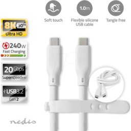 NEDIS N CCGB64810WT10 - Cable USB 3.2, conector C > conector C, 1 m, blanco