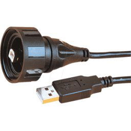 BULGIN PX0840/B/2M00 - Conector USB-B macho > USB-A macho, IP68