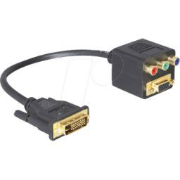 DELOCK AD DVI 210 - Adaptador DVI, conector DVI-I a VGA y 3 RCA