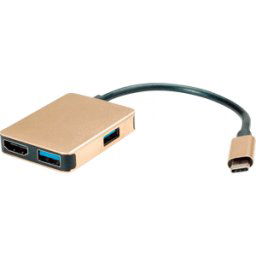 ROLINE GOLD ROLINE 12021120 - USB 3,0 Hub 4 puertos, USB-C a 2x USB-A, 1x HDMI, 1x PD