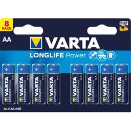 VARTA VAR AL8 MIGNON - Pila alcalina Longlife Power, AA (Mignon), paquete de 8