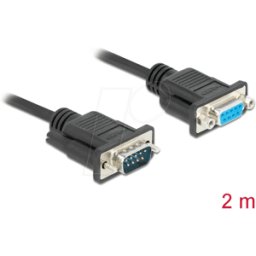 DELOCK 86602 - Cable serie, RS-232, macho/hembra con tuercas, 2 m
