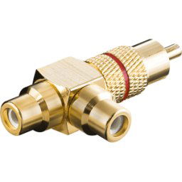 FREI CS-2B RT - Conector macho RCA a 2 conectores hembra RCA, chapado en oro