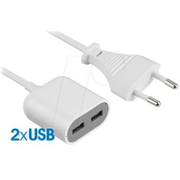 FREI TM NVU 2 - Euroconector/2 cargadores USB, 1,5 m