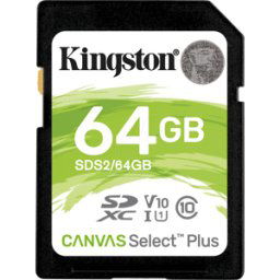 KINGSTON SDS2/64GB - Tarjeta de memoria SDXC, 64 GB, Canvas Select Plus