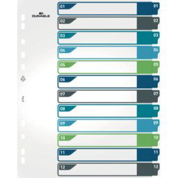 DURABLE 679627 - Registro de plástico, a4 (1-12), multicolor