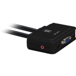 LEVELONE KVM0223 - Cable de 2 puertos KVM Switch, VGA, USB, audio