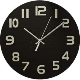 NEDIS N CLWA006GL30BK - Reloj de pared, diámetro: 300 mm, vidrio, negro