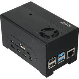 JOY-IT RPI STROMPI3 C B - Caja para Raspberry Pi 4, StromPi 3 y batería, aluminio, negro