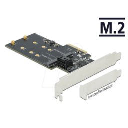 DELOCK 90499 - PCIe x4 > 3x SATA, 2x M.2 Key B, perfil bajo