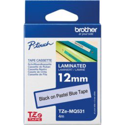 BROTHER P-TOUCH TZEMQ531 - Cinta laminada, negro sobre azul pastel, 12mm