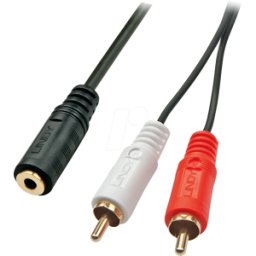 LINDY 35677 - 2 conectores RCA a conector hembra estéreo de 3,5 mm, 25 cm