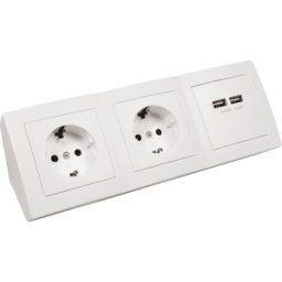 MC-POWER MCP 534-519 - Toma de corriente de sobremesa, doble, tipo F - CEE 7/3, 2 x USB