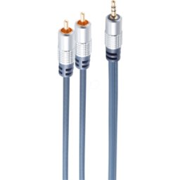 SHIVERPEAKS SHVP 30833 - Cable de audio, conector de 3,5 mm a 2x cinch, 3 m..