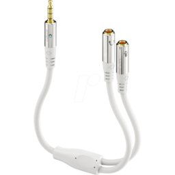 SONERO SON S-ACA012 - Adaptador de audio 3,5mm macho / 2x 3,5mm hembra, blanco