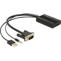 DELOCK 64172 - Adaptador HDMI, HDMI a VGA con audio, 25 cm