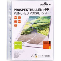 DURABLE 268419 - Fundas de folletos, a4, transparente, 100 unidades