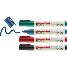 EDDING 21/4S - Marcador permanente, respetuoso del medio ambiente, 4 colores su